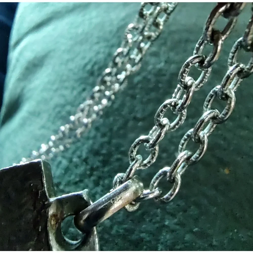 Vintage Silver Tone Pendent with Center Cutouts Second Tier Modernist Geometric